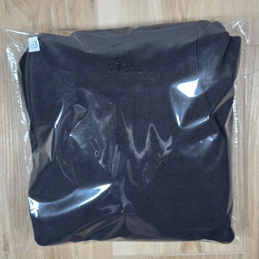 Vintage Adidas Y2K Style Distressed Mild Thrashed Full Zip Faded Black Hoodie XL